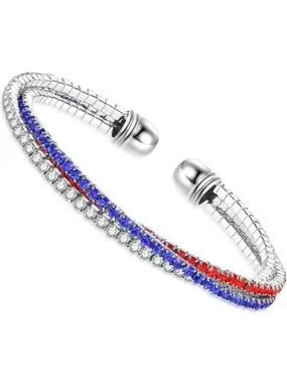 Anthropologie Red, White, and Blue Rhinestone Bangle Bracelet